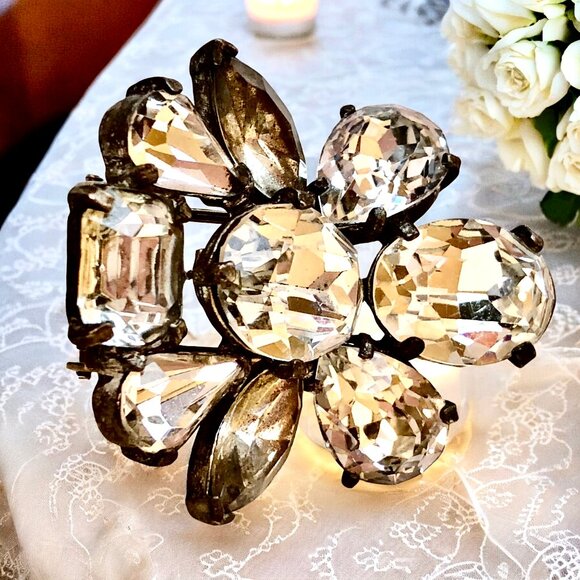 Eisenberg Original Vintage Fur Clip Rhinestone Brooch As Is - Picture 7 of 12